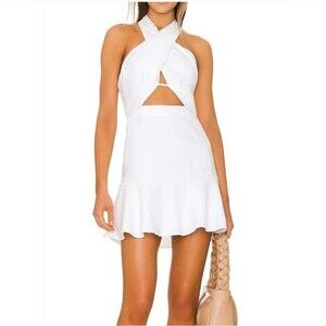 Milly Beckett Linen Blend Mini Cutout Mini Dress Hot Pink Ruffle Hem Size 10